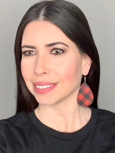 Buffalo Plaid Leather Earrings